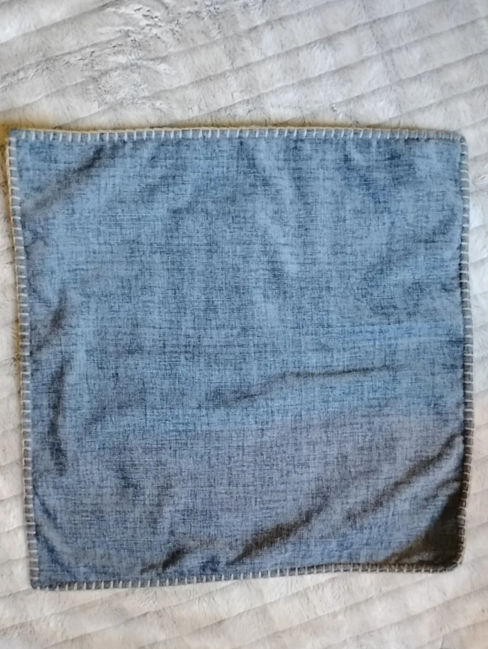 Steel Blue Pillow Cover with Whipstitch Edge (1)